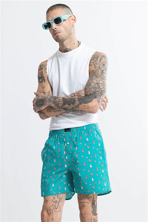 Buy Men's Puppy Print Green Boxer Online | SNITCH
