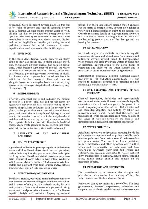 IRJET - An Overview of Agricultural Pollution: An Emerging Issue | PDF