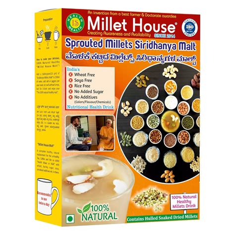 Millet House Sprouted Siri dhanya Millets Malt 500gm | 30 Natural ...