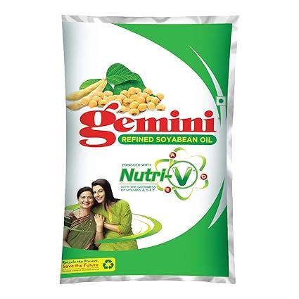 Gemini Refined Soyabean Oil Pouch, 1L : Amazon.in: Grocery & Gourmet Foods
