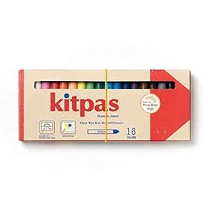 Kitpas Rice Bran Wax Art Crayons - 16 Count Crayon Set - Water-Soluble ...