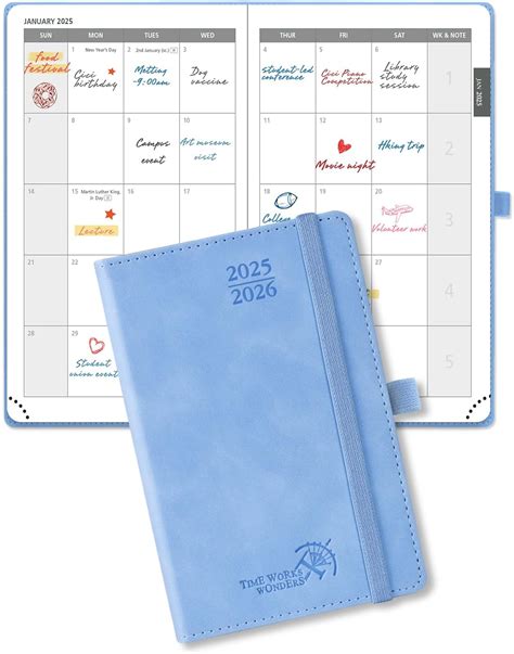 POPRUN 2 Year Month to View Pocket Diary 2025-2026 A6 Monthly Planner ...