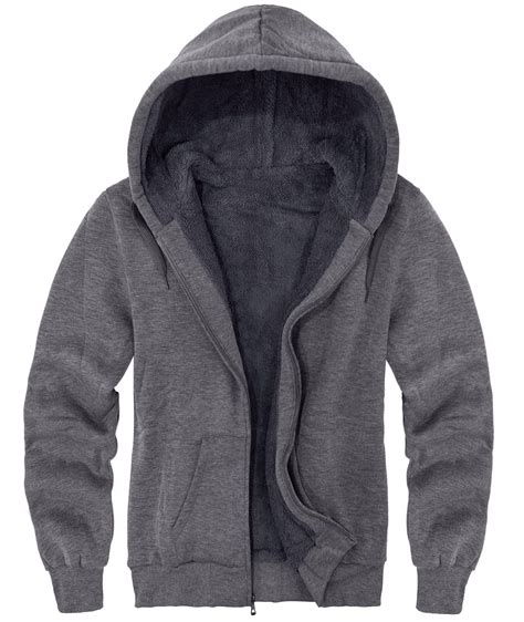 Scodi Fleece Hooded Jacket for Men Full Zipper Thick Sherpa Lined ...