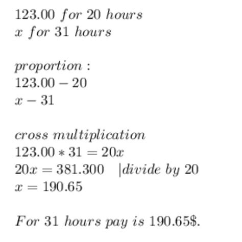 A person’s weekly pay is directly proportional to the number of hours ...