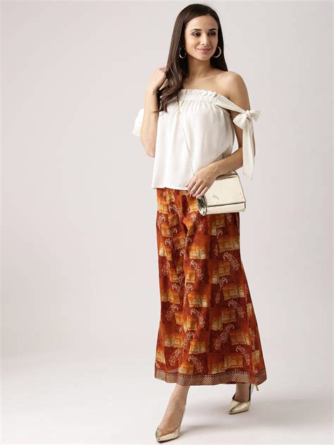 Buy Brown Printed Rayon Palazzos Online at Rs.615 | Libas