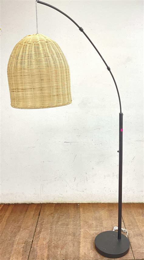 Lot - Mid Modern Natural Rattan Shade Floor Lamp