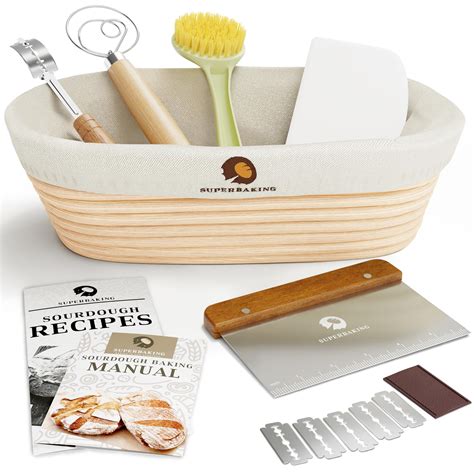 Superbaking Banneton Bread Proofing Basket Set, Oval 10" Sourdough ...