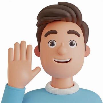 3d young man waving friendly greeting gesture in cartoon minimal style ...