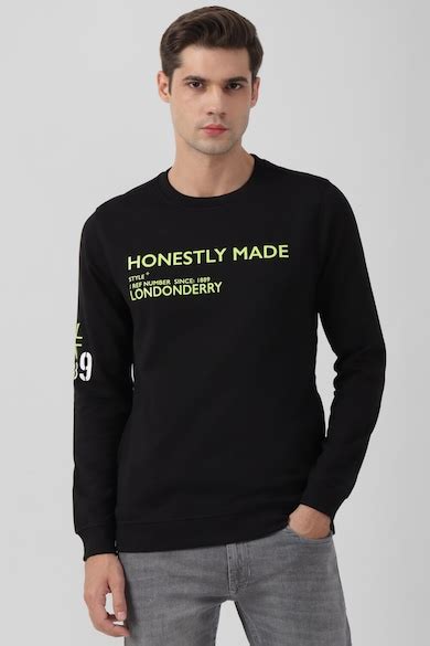 Buy Men Black Print Round Crew Neck Sweatshirt Online - 923548 | Peter ...