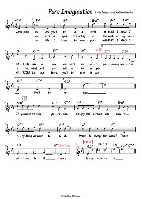 Pure Imagination (Lead sheet with lyrics ) Sheet Music with Chords for ...