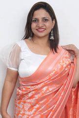 Stylish Off White Satin Silk Blouse with Puffed Sleeves