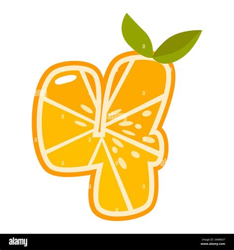 Orange fruit number Four. Orange in the shape of number 4. Vector ...