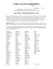 Image result for Core Values Exercise