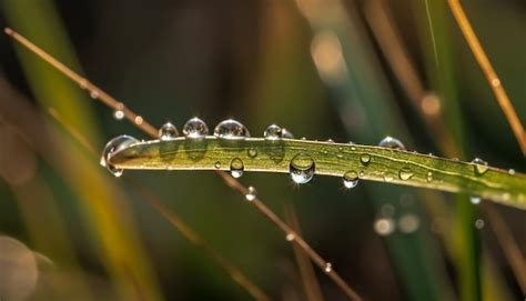 A blade of grass with dew on it | Premium AI-generated image