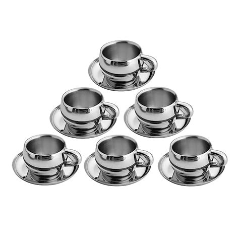 Skitch® Stainless Steel Chai Cup with Plate Unbreakable Cups 125ml Each ...
