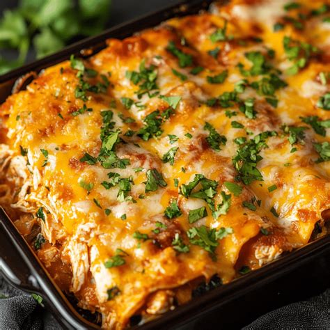 Easy Shredded Chicken Enchilada Casserole Recipe | Delectable Meal