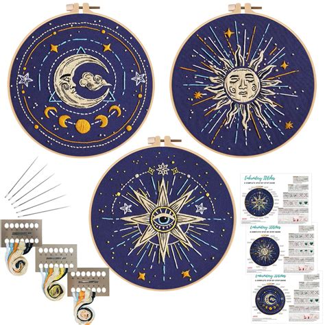 Louise Maelys 3 Set Tarot Embroidery Kits for Beginners,Cross Stitch ...