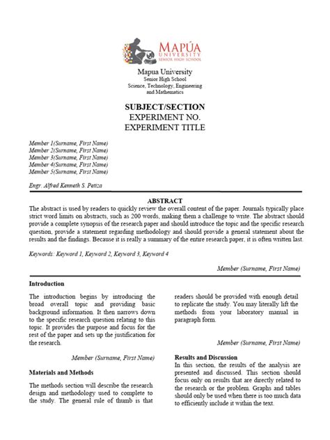 Image result for Basic Lab Report Format