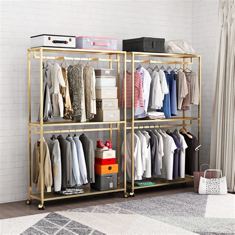Tieou Metal Gold Clothing Rack With Shelves Clothing Racks Boutiques ...