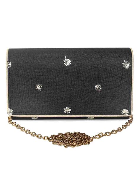 Get Sequin Embellished Black basic envelope clutch at ₹ 1500 | LBB Shop