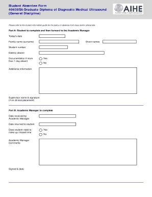 Fillable Online aihe edu Student Absentee Form 40638SA Graduate Diploma ...