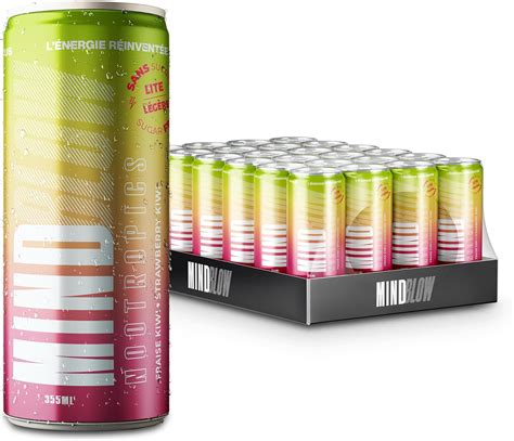 Mind Blow Lite Energy Drink, Pack of 24, 355ml Cans – Strawberry Kiwi ...