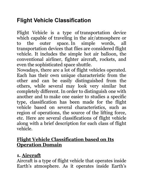 Flight vehicle classification - Flight Vehicle Classification Flight ...