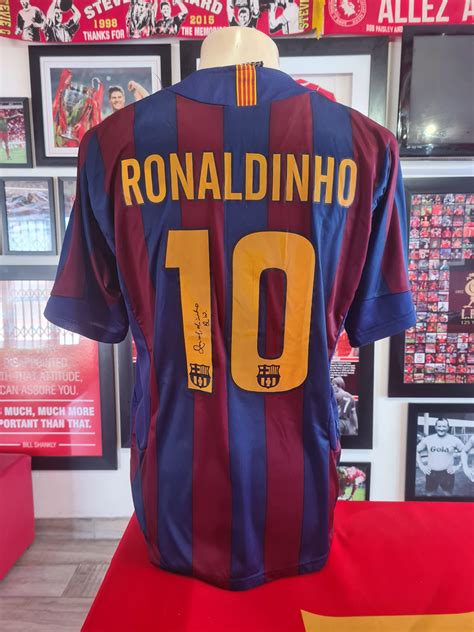Barcelona - Ronaldinho Signed Shirt - On The Dotted Line