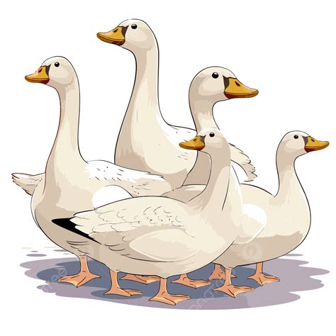 6 Geese A Laying Vector, Sticker Clipart An Illustration Of A Group Of ...