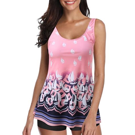 Two Piece Swimsuit Women Tankini Bathing Suit Tankini Top With Swim ...