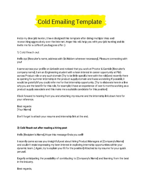 Cold Emailing Template - Hello xyz [Recruiter’s name, address with Sir ...