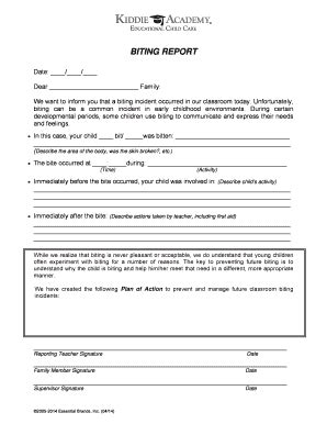 Biting Incident Report Form - Blank Fillable Template | Fill Out, Print ...