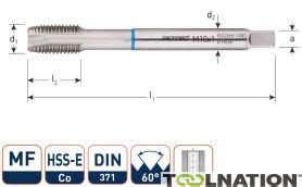 Rotec 335.1012I HSS-E INOX machine tap DL DIN 371B MF10x1,25