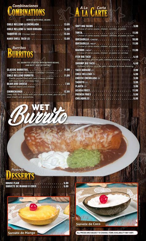 Menu at La Choza Mexican & seafood Restaurant., City of Industry