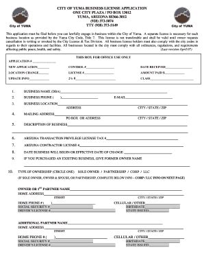 Yuma Business License - Fill and Sign Printable Template Online