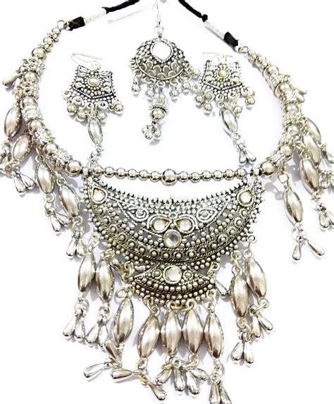 Buy Reflect Your Aura Traditional Oxidized Necklace Set (Oxidized 3 ...