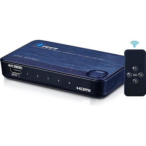 4 Port 4K HDMI Switch 4 in 1 Out, by OREI 4K@60Hz 4:4:4 ARC Auto Switch ...