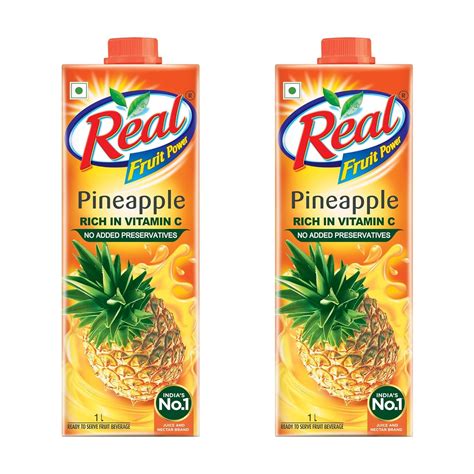 DABUR Real Pineapple Fruit Juice-1L (Pack Of 2)Rich In Vitamin C|No ...