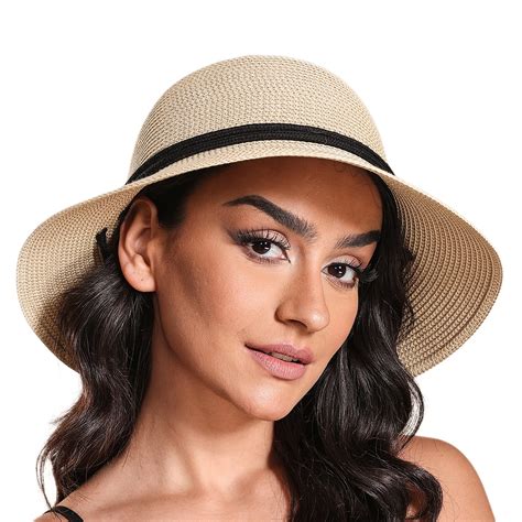 Joywant Womens Sun Hats Lanyard UPF 50+ Beach Hats One Size Julie-beige ...