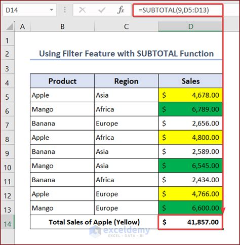 Sumif Based On Cell Color 的图像结果