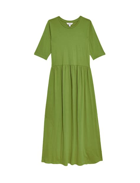 Buy Jersey Round Neck Midi Waisted Dress at Marks & Spencer