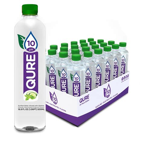 Buy Qure Alkaline Water, Pack of 24, Cucumber Mint, 16.9 Fl Oz Online ...