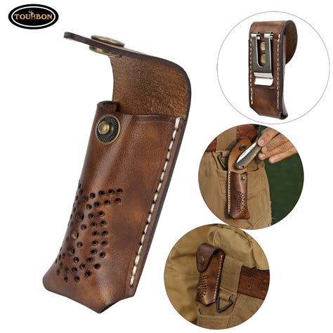 Tourbon Leather Knife Blade Sheath Pocket Knives Case Belt Clip Pouch Holster | eBay