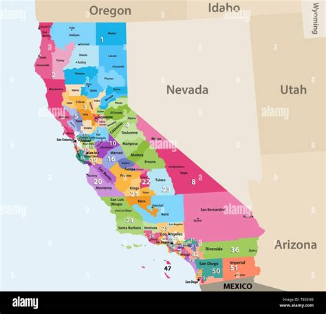vector high detailed map of California's Congressional districts since ...