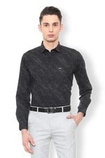 Buy Men Black Print Full Sleeves Party Shirt Online - 303488 | Van Heusen