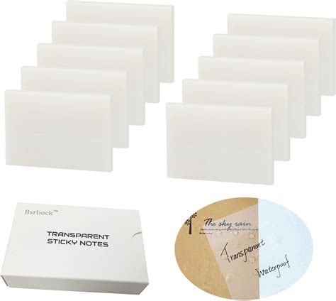 Amazon.com : Bsrbock Transparent Sticky Notes 500 Sheets, 1.5 x 2 in Clear Sticky Notes, See ...