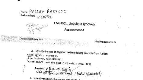 ENG452 Quiz 4: Linguistic Typology Negation Analysis - Studocu