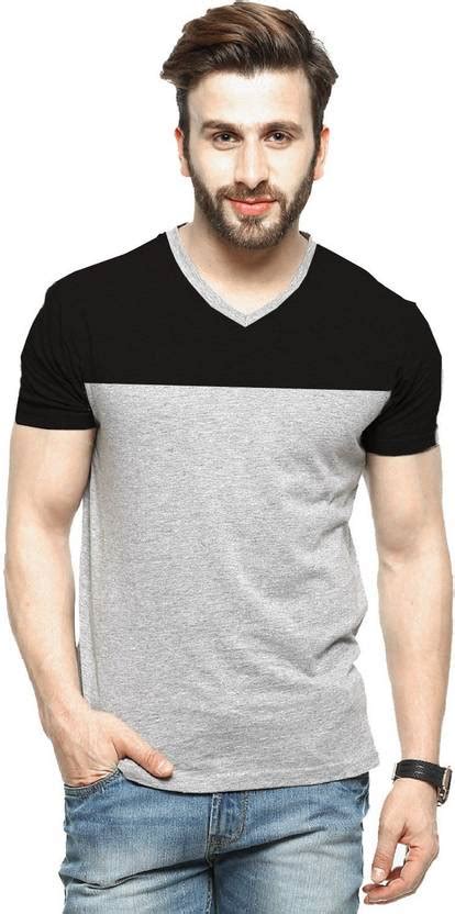 TRIPR Colorblock Men V Neck Black, Grey T-Shirt - Buy TRIPR Colorblock ...
