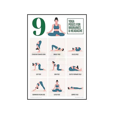 Anne Print Solutions® 9 yoga poses for migraine & headache chart Poster ...