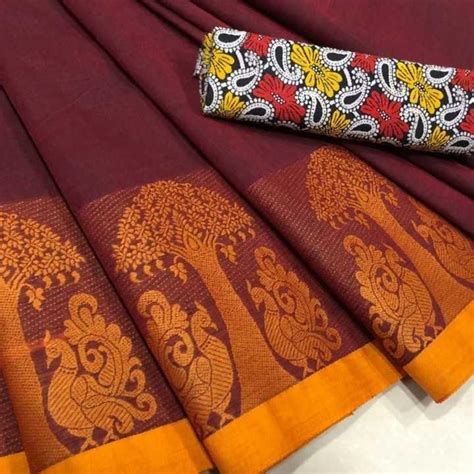 Maroon Chettinad Saree with Peacock Motif Border-CS609 – Fashionous